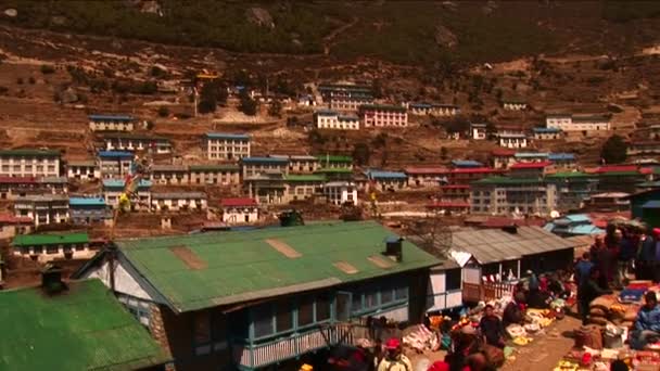 Namche bazar mercado — Vídeo de Stock