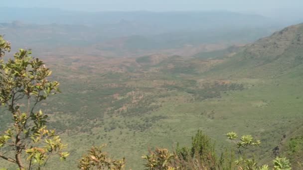 A Masai warrior standing at the edge of canyon — Stock Video