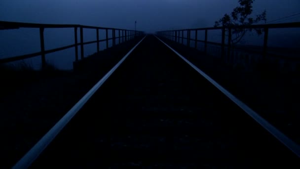 Bahngleise in der Abenddämmerung — Stockvideo