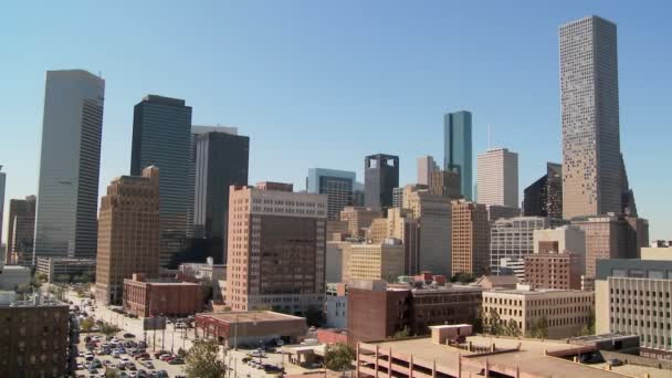 Houston Skyline an sonnigem Tag — Stockvideo