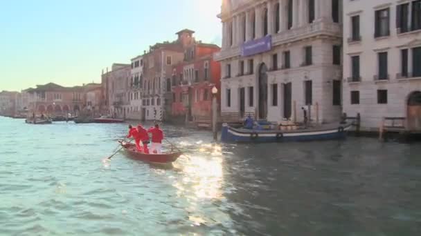 A gondola rowed through Grand Canal — Stock Video