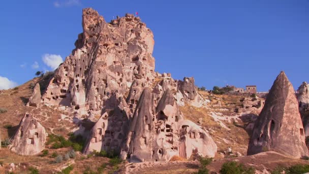 Towering dwellings at Cappadocia — Stock Video