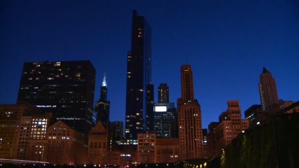 Chicago skyline w nocy — Wideo stockowe