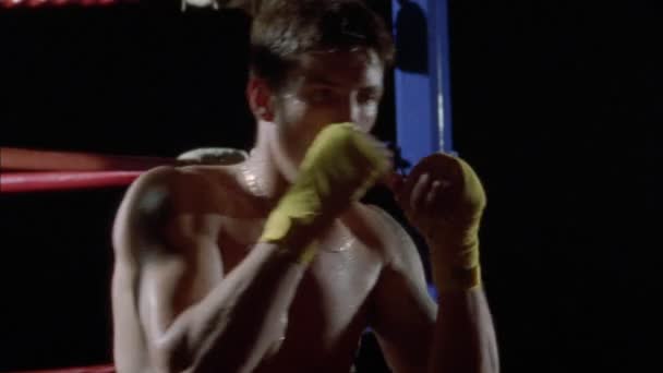 Ein Boxer übt seinen Faustschlag — Stockvideo