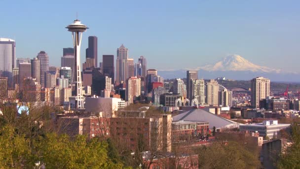 Seattle med Space Needle. — Stockvideo