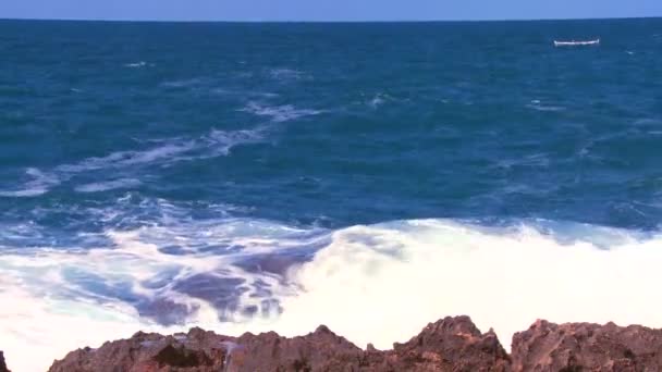 Хвилі, що ламаються на береговій лінії — стокове відео