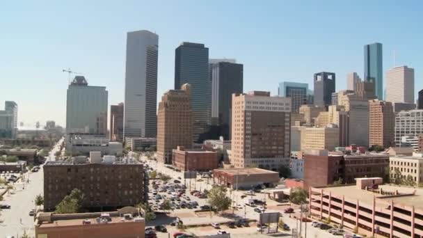 休斯顿天际线上阳光灿烂的日子 — 图库视频影像
