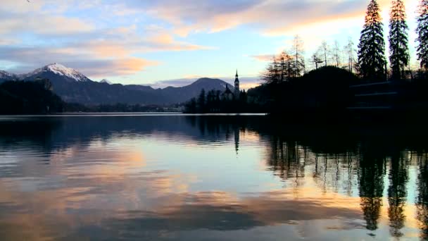 Mały Kościół w Jezioro Bled — Wideo stockowe
