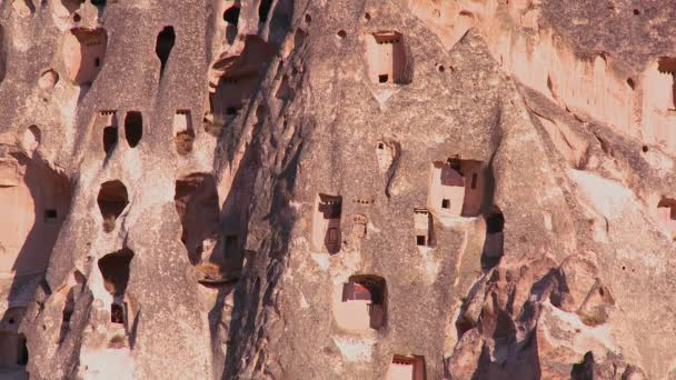Towering dwellings at Cappadocia — Stock Video