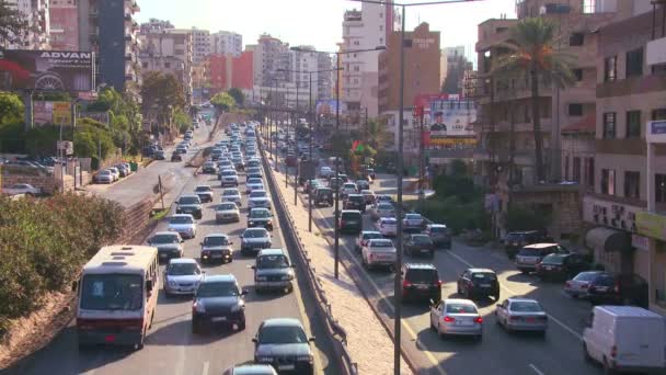 交通堵塞道路的贝鲁特 — 图库视频影像