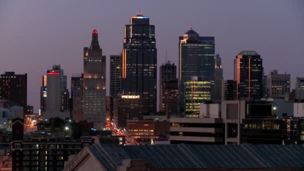 Ночное время Канзас-Сити — стоковое видео