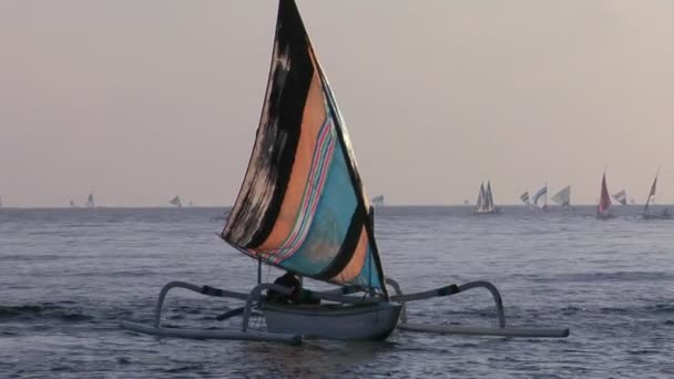 Un barco de pesca en catamarán — Vídeos de Stock