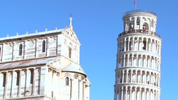 Basilikan och lutande tornet i Pisa — Stockvideo