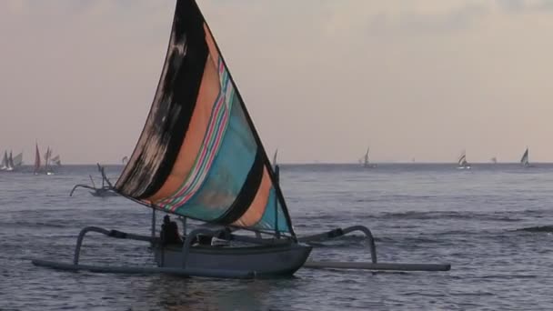 Un barco de pesca en catamarán — Vídeos de Stock