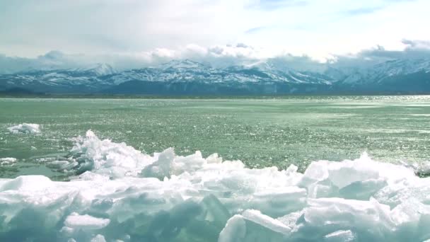 A tó partján a jégréteg formák — Stock videók