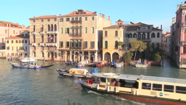 Tráfico de barcos por los canales de Venecia — Vídeo de stock