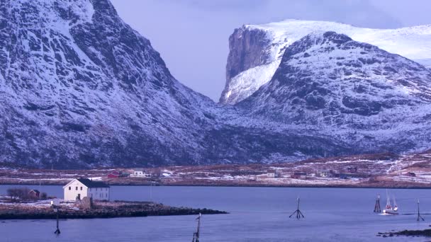 Boot fährt durch Fjorde — Stockvideo