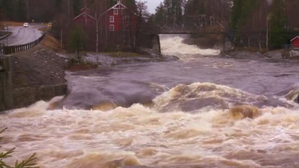 Folyó éri el az árvíz szakaszában — Stock videók
