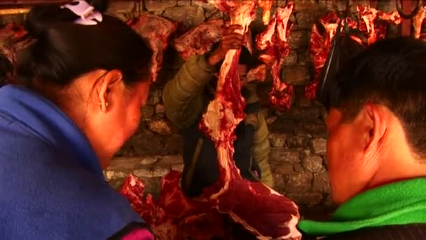 Mujeres en la carnicería — Vídeo de stock