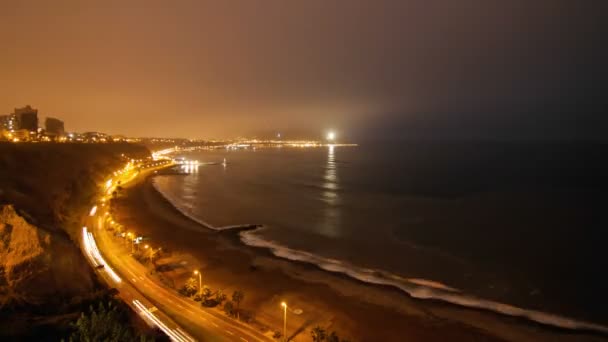Lima coastline light up — Stock Video
