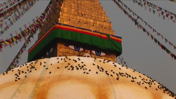 Zoom de Boudhanath stupa en — Vídeos de Stock