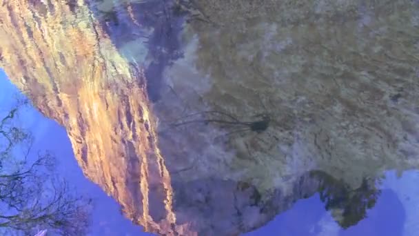 El Capitan reflected in the Merced River — Stock Video