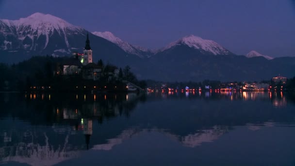 A small church  at Lake Bled — Stock Video