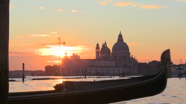 Een gondel roeide door een gondelier in Venetië — Stockvideo