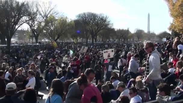 Διαδηλωτές που συγκεντρώνονται στο mall — Αρχείο Βίντεο