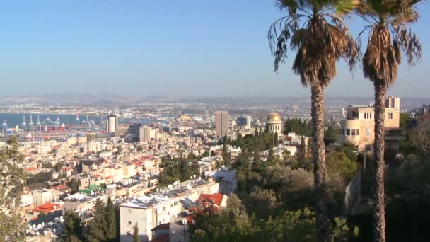 Edifici e il Tempio Baha'i a Haifa — Video Stock