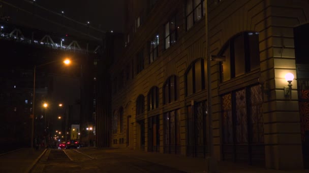 Lager under Brooklyn Bridge — Stockvideo