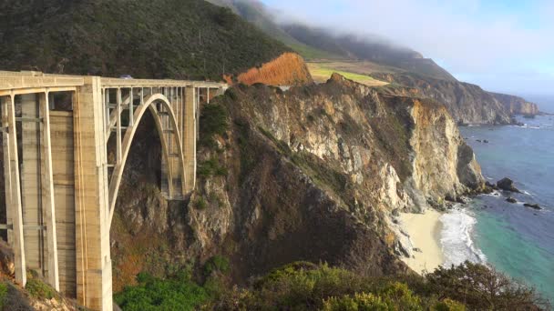 Bixby Bridge on California's Highway One — Stock Video