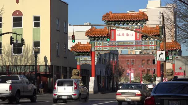 Chinatown in het centrum van Portland — Stockvideo