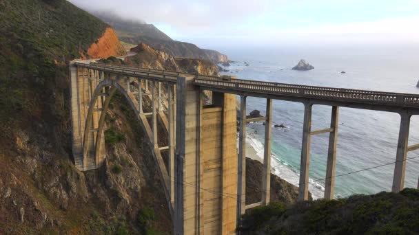 Bixby Bridge on California's Highway One — Stock Video