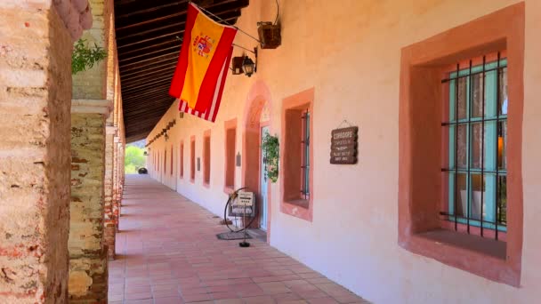 Columns and adobe walls of a California Mission — Stock Video