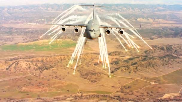 Força Aérea dos EUA C-17 em voo — Vídeo de Stock