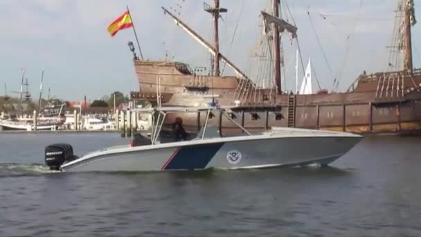 Protecția la frontieră utilizează barca de mare viteză — Videoclip de stoc