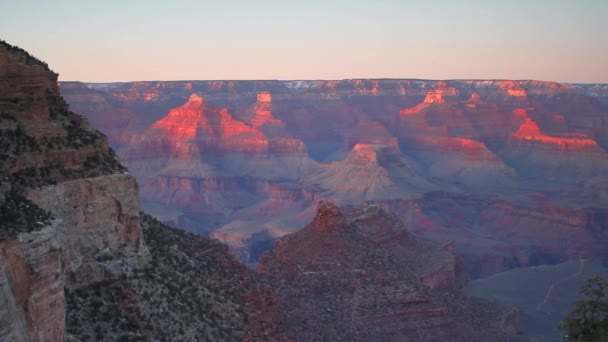 Grand Canyon rim bij zonsopgang — Stockvideo