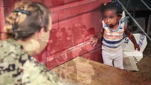 Donanma gönüllü bir okul inşa — Stok video