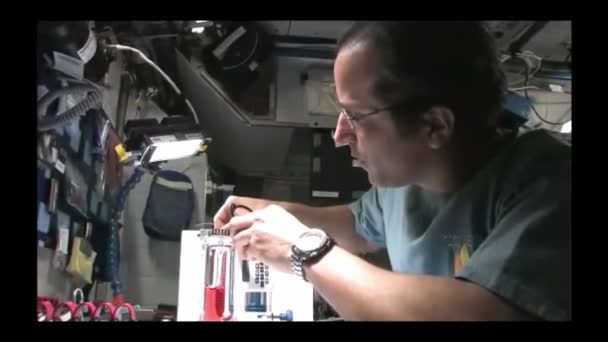 Science experiments on board of  Space Station — Stock Video