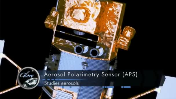 Animación de la NASA de un satélite que estudia aerosoles en la atmósfera terrestre — Vídeo de stock