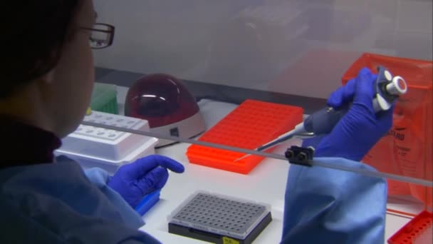 Ученый проводит лабораторные испытания — стоковое видео