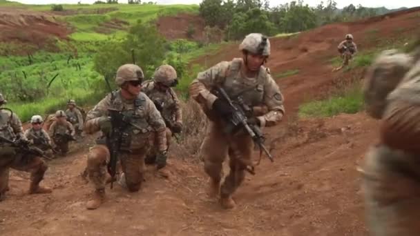 Soldater slåss på slagfältet — Stockvideo