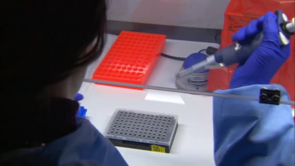 Ученый проводит лабораторные испытания — стоковое видео