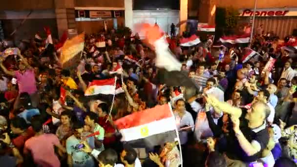 Protesters chant and wave flags — Stock Video