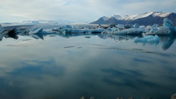 Gli iceberg galleggiano in una laguna ghiacciata — Video Stock