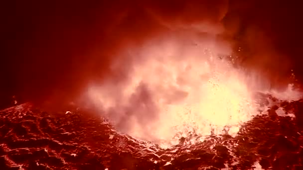 The Nyiragongo volcano erupts at night — Stock Video
