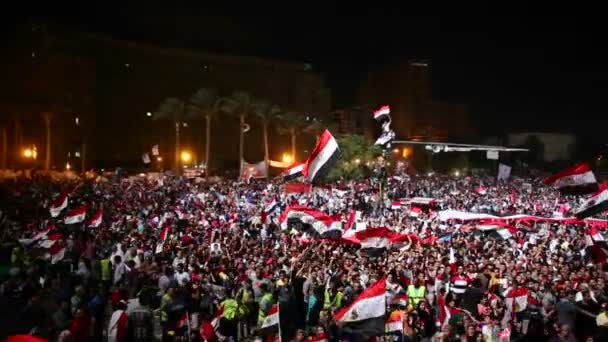 Protesters chant and wave flags — Stock Video