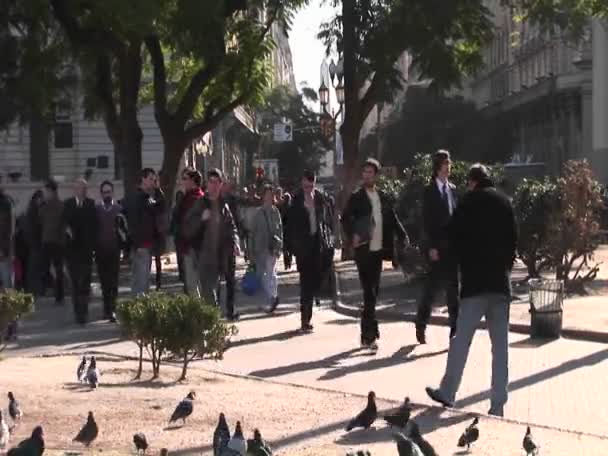 Menschen gehen über eine Straße — Stockvideo