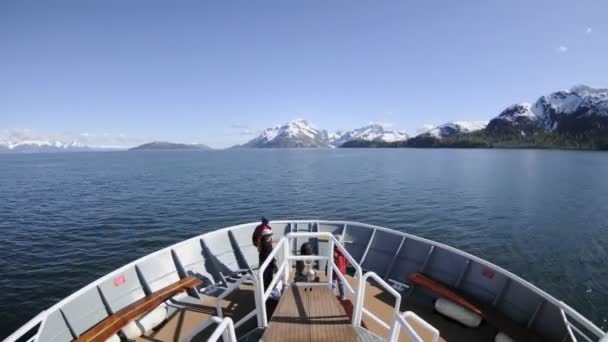 Πλοίο κρουαζιέρες μέσω Glacier Bay εθνικό πάρκο — Αρχείο Βίντεο